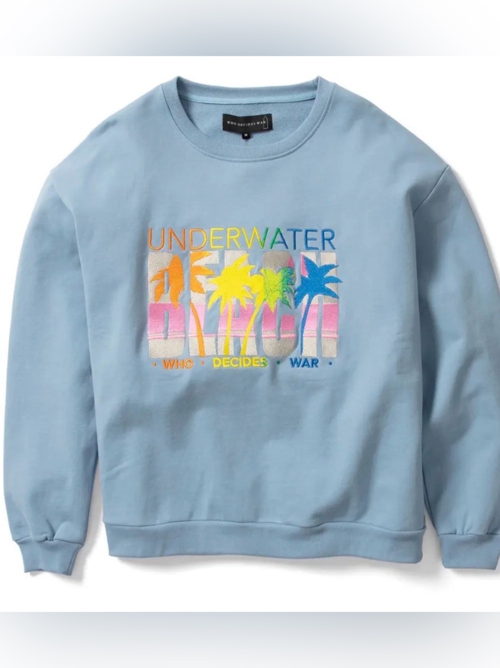 Who Decides War Underwater Beach Embroidered Crewneck Sweatshirt Size M